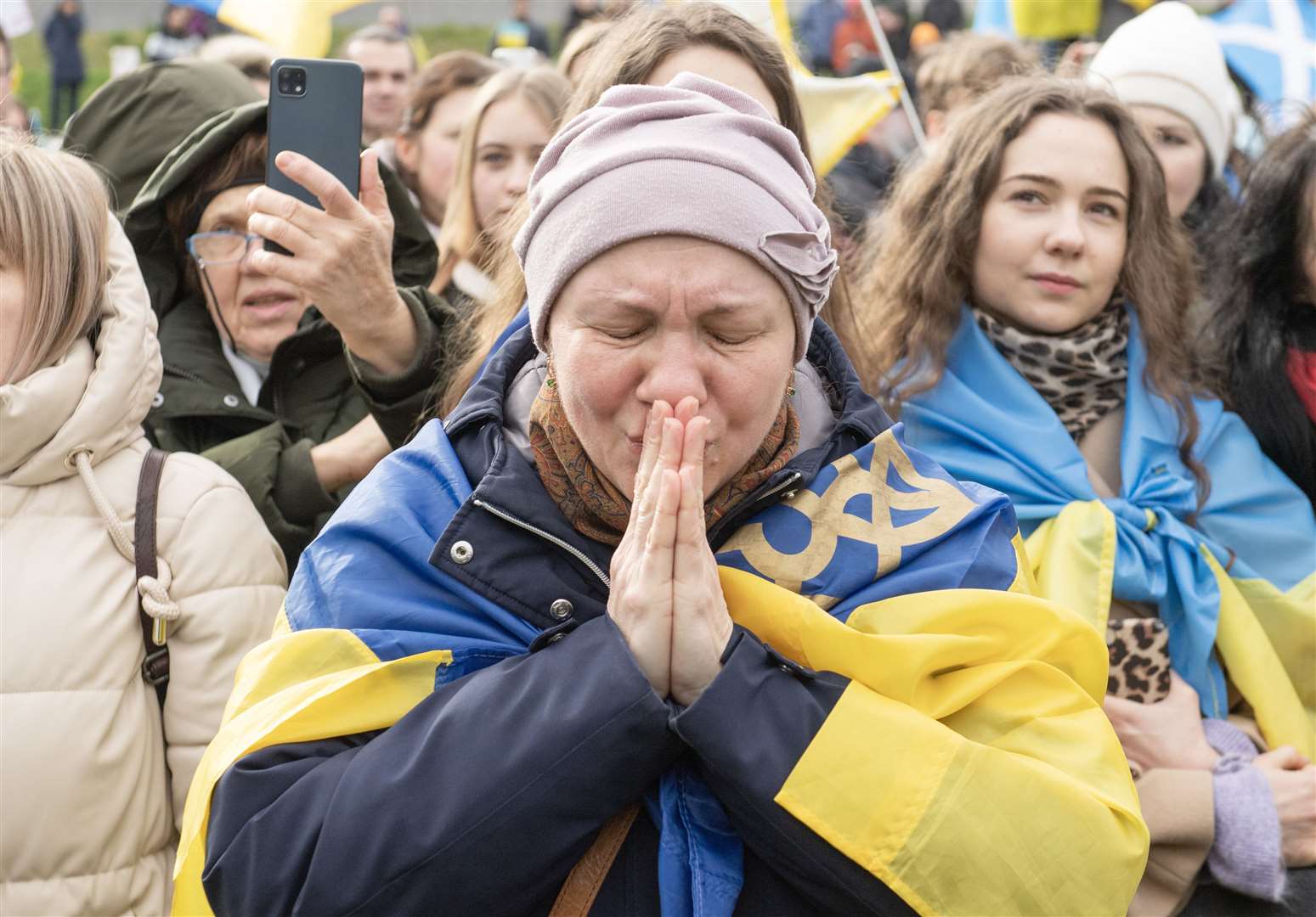 Demonstrations are taking place across the UK on the first anniversary of the Russian invasion of Ukraine (Lesley Martin/PA)