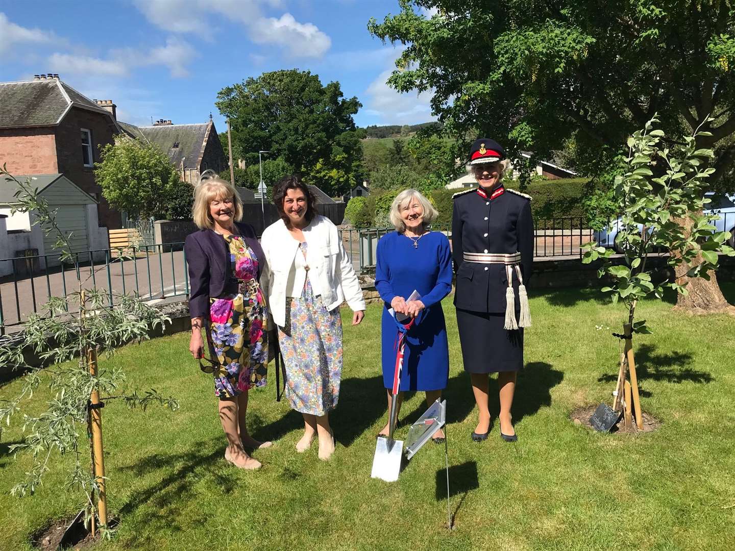 Wilma Downie, Emma Dalseme and Elizabeth Brown with Ross and Cromarty Lord Lieutenant, Joanie Whiteford.