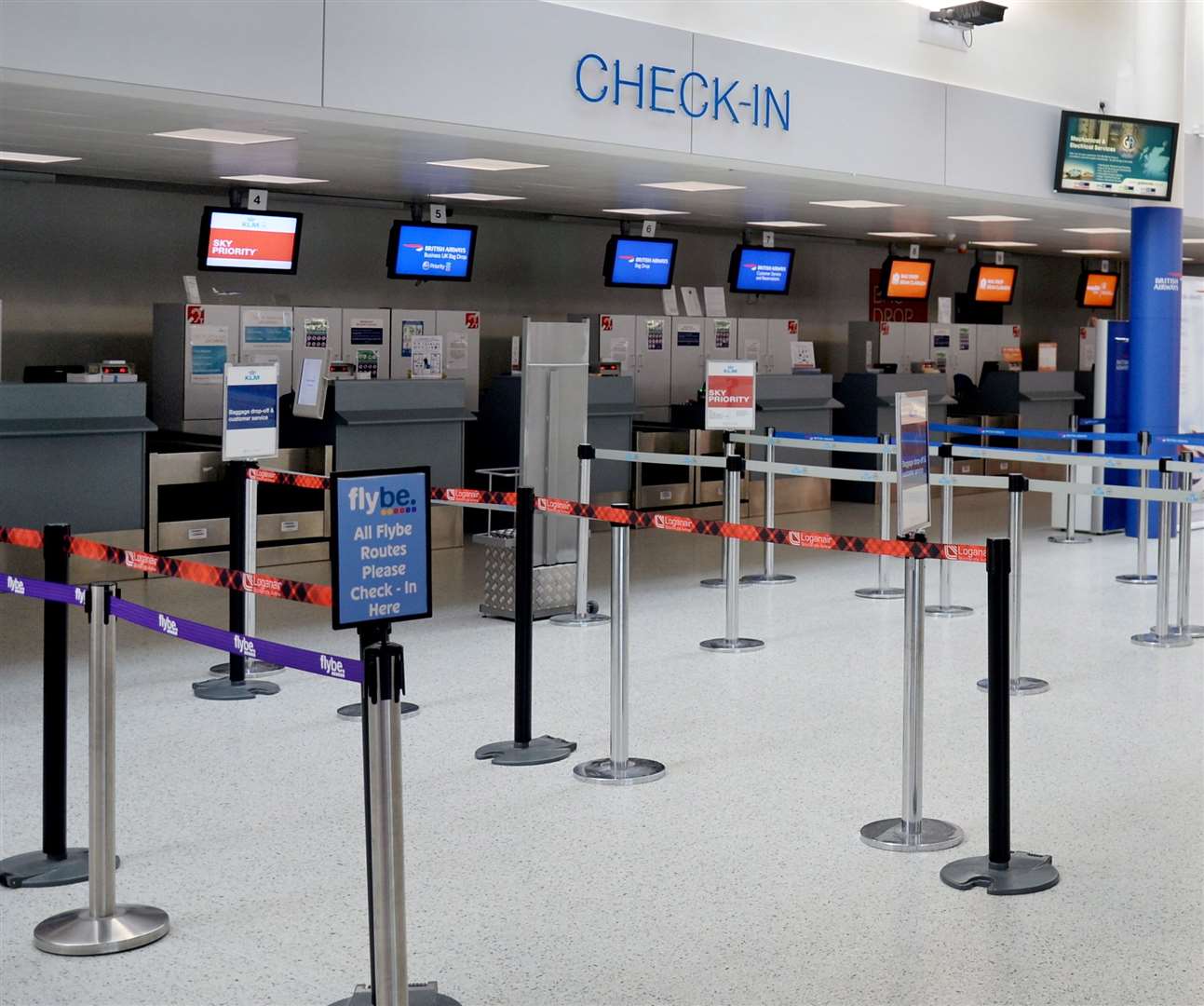 Empty check-ins at Inverness Airport during previous air traffic controller strike.