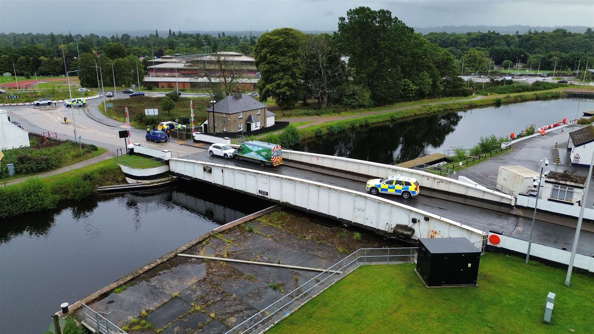 Police attended the scene of the collision on the Tomnahurich swing bridge.