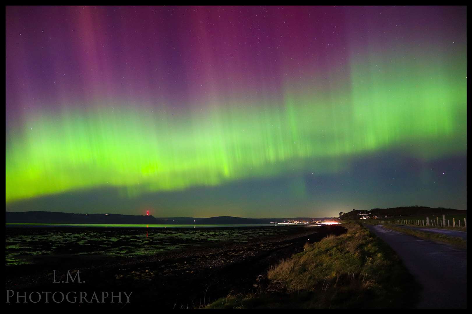 Leanne McGillivray took this image of the aurora outside Inverness next to the A96.