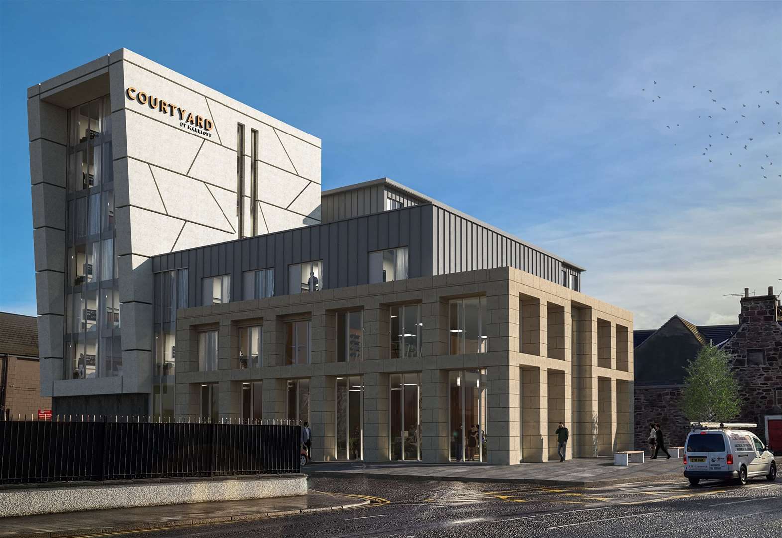 Redrawn proposals for a Courtyard By Marriott hotel at the Ironworks site in Academy Street have been approved.