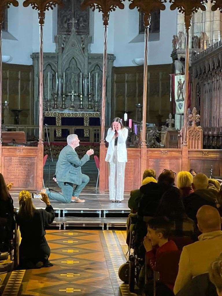 James Martin proposed to his partner Amy Macleod at Inverness Cathedral.