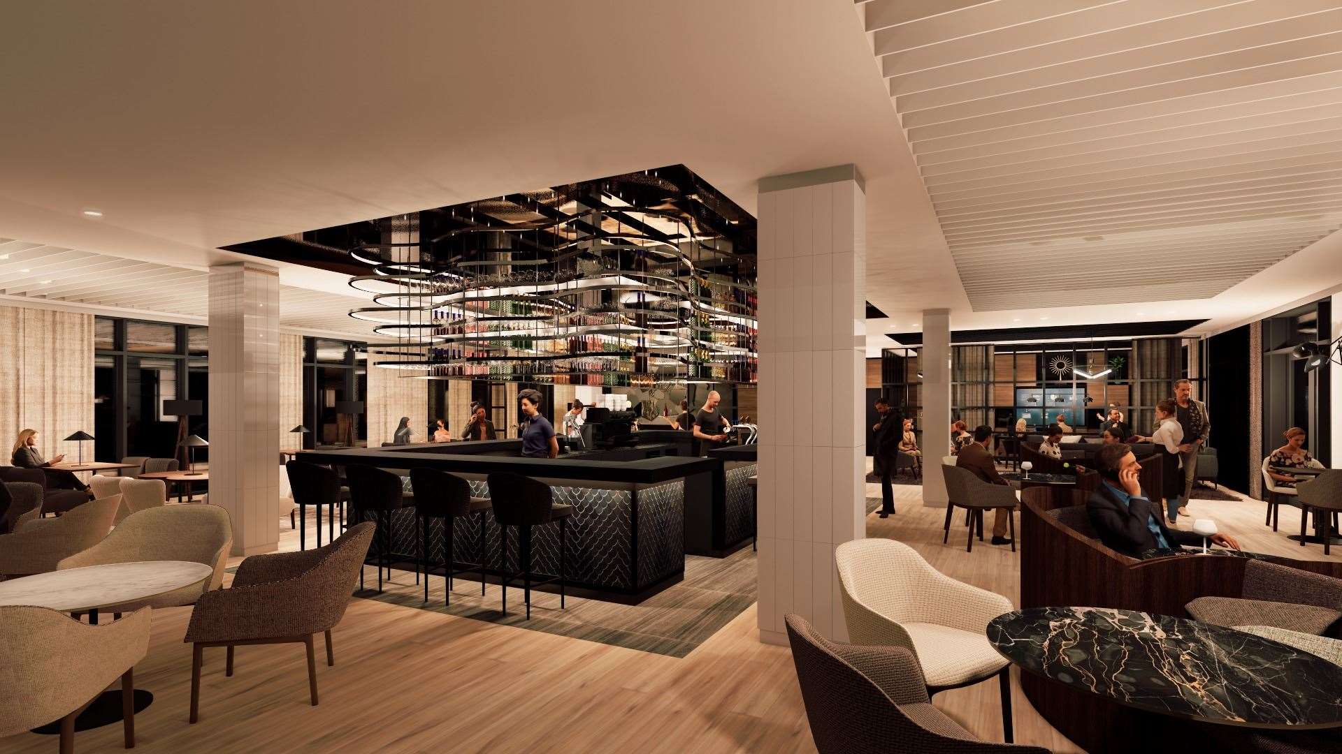 Designs for the bar at the new hotel. Design by: Apto Architects.