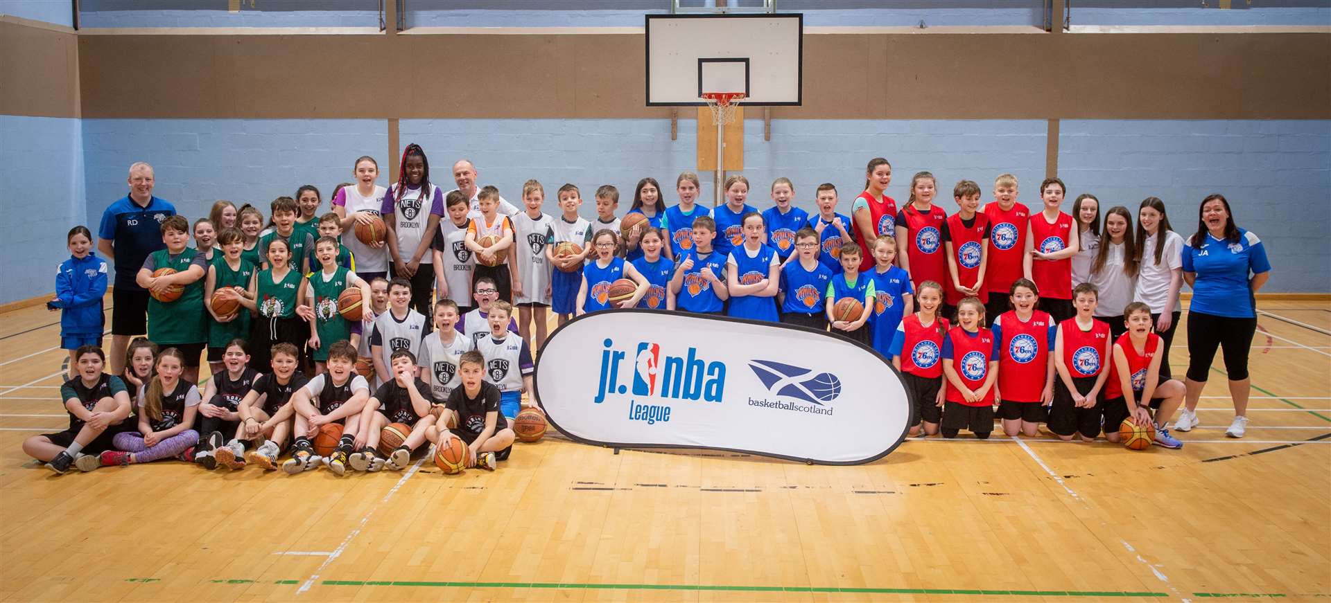 Highland Bears Basketball Club launched a training initiative with primary school kids in Inverness at Culloden Academy. They were presented with basketball strips....Picture: Callum Mackay..