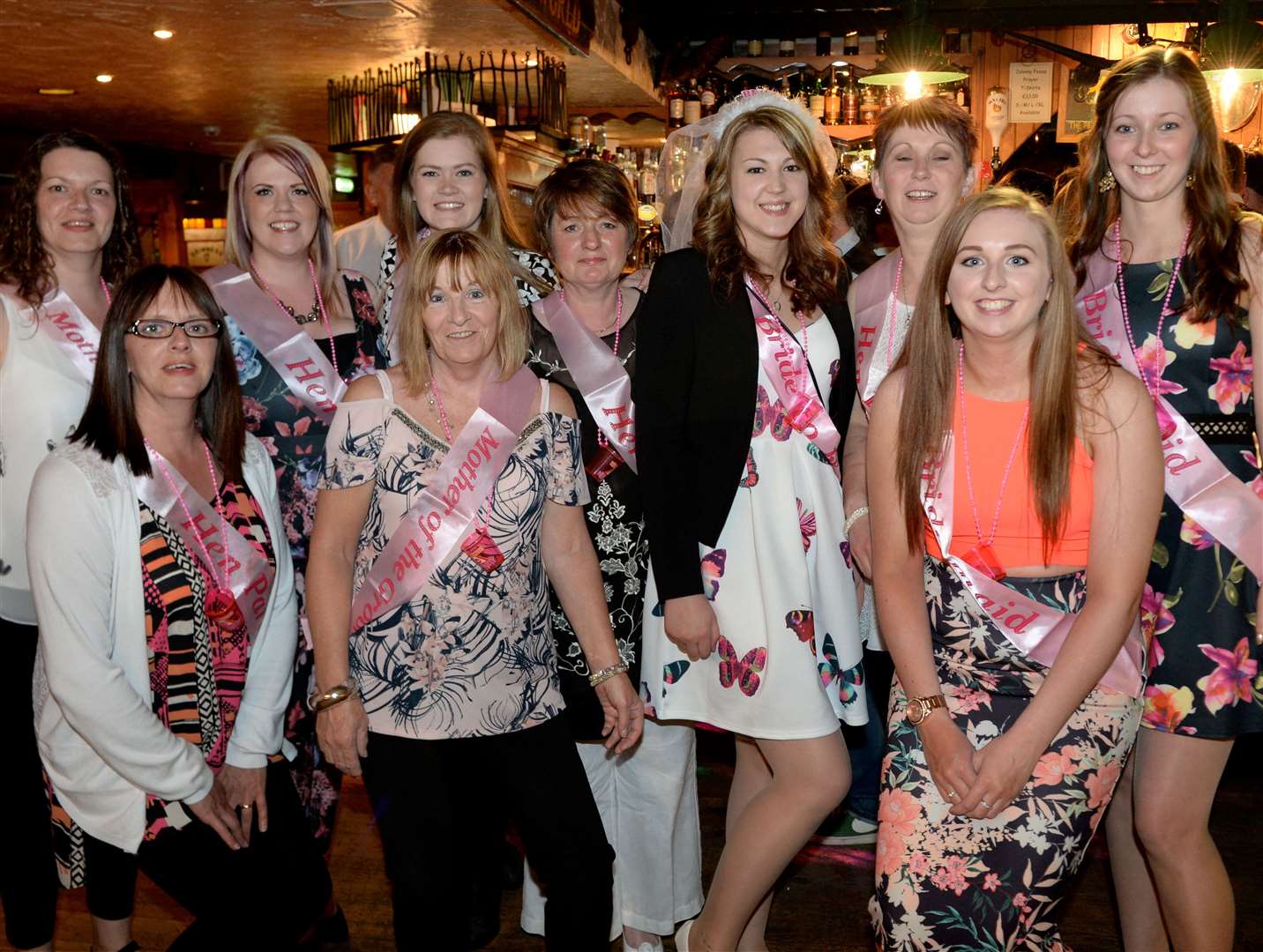 On her Hen Night at Johnny Foxes is Amy Shand (centre, vale) ,soon to be Campbell.