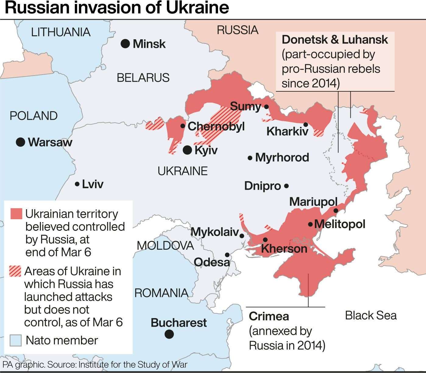 Russian invasion of Ukraine (PA Graphics)