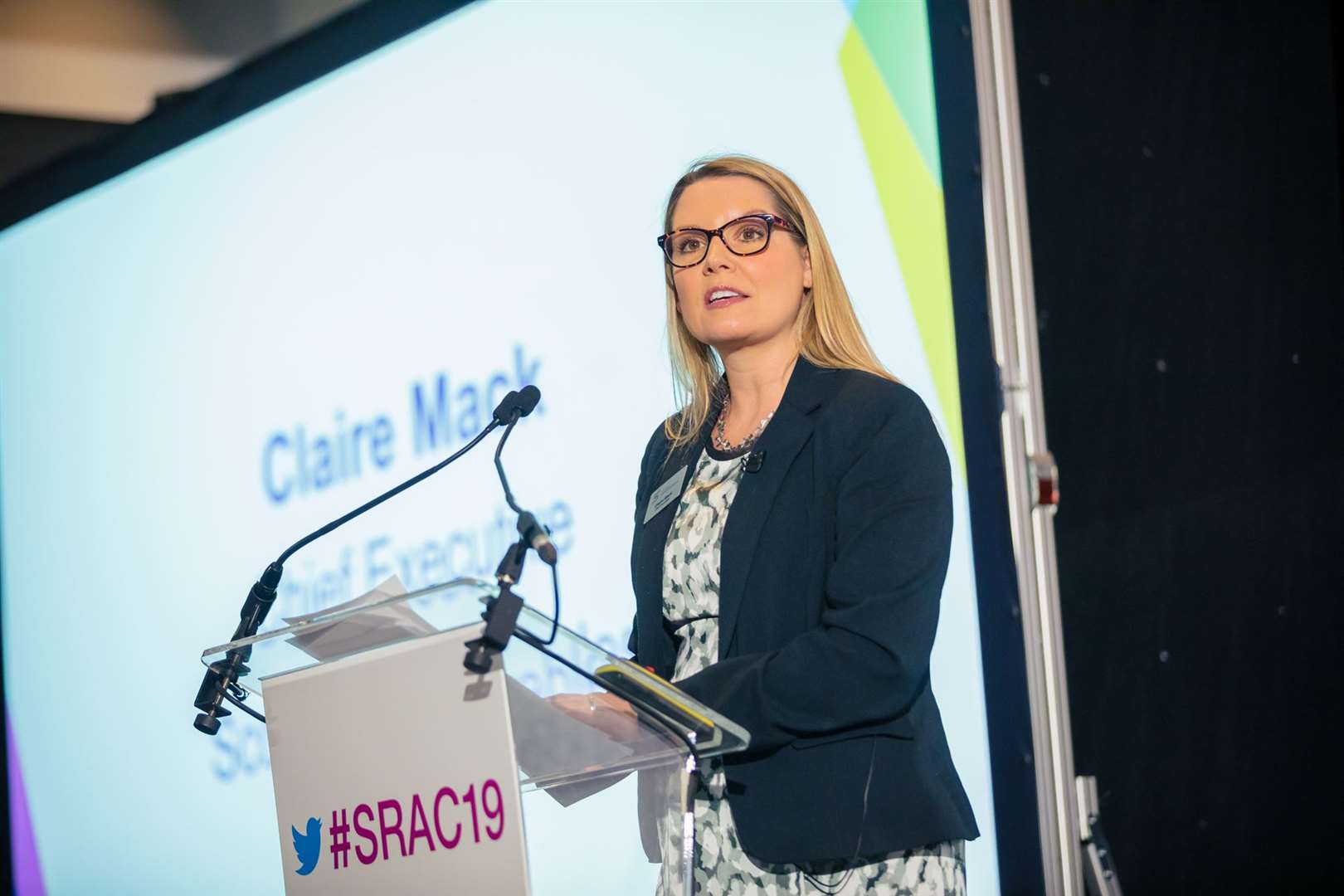 Scottish Renewables chief executive Claire Mack addressing the 2019 annual conference 2019.