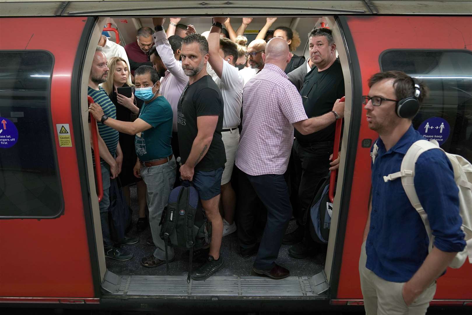 Passengers packed on a Central Line train suffered an uncomfortable journey (Aaron Chown/PA)