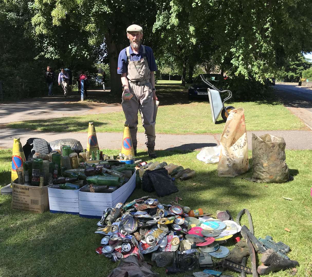 James Emery with some of the rubbish collected from the River Ness.