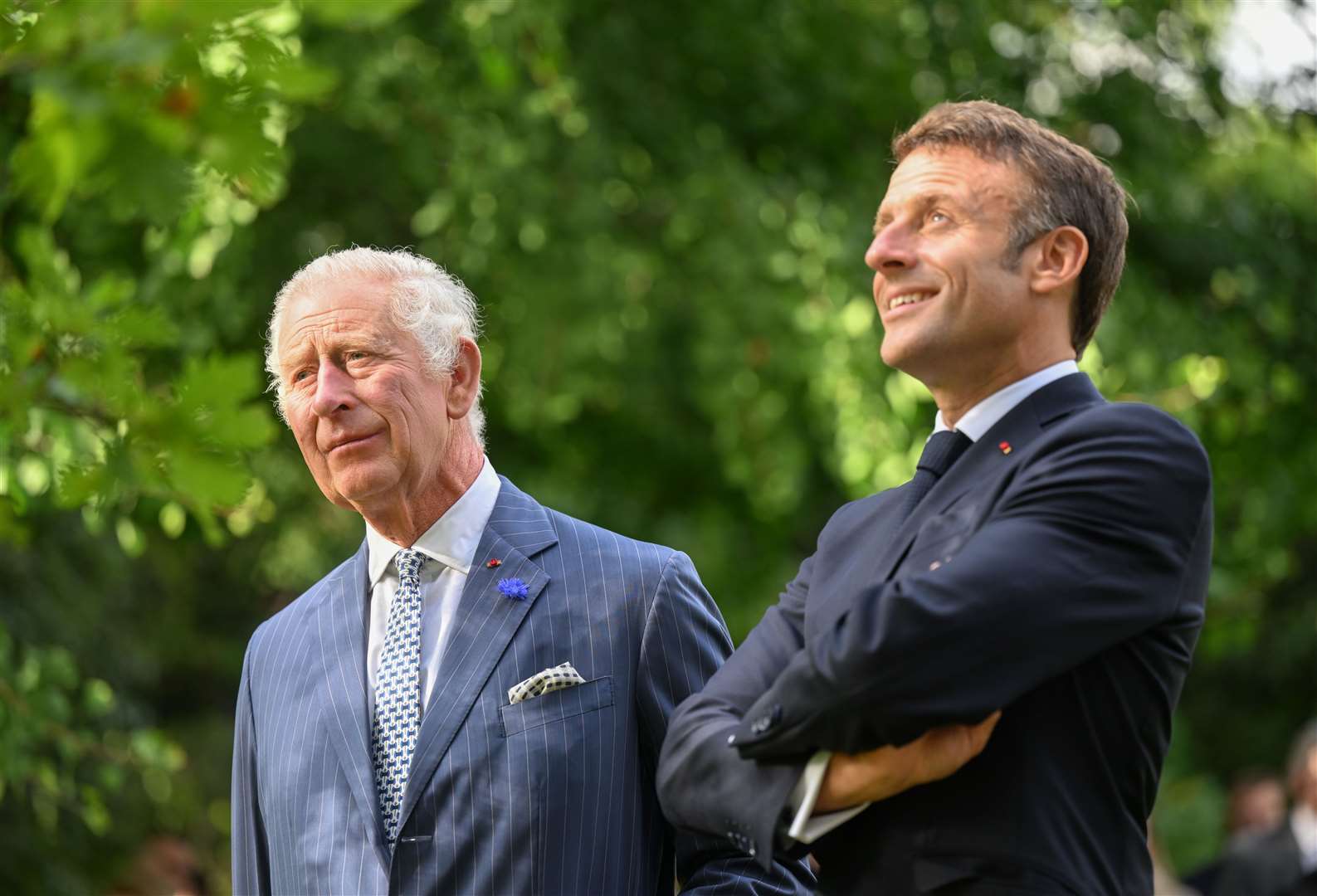 The King and Emmanuel Macron planted a tree in the garden of the British ambassador’s residence in Paris to commemorate the state visit (Samir Hussein/PA)