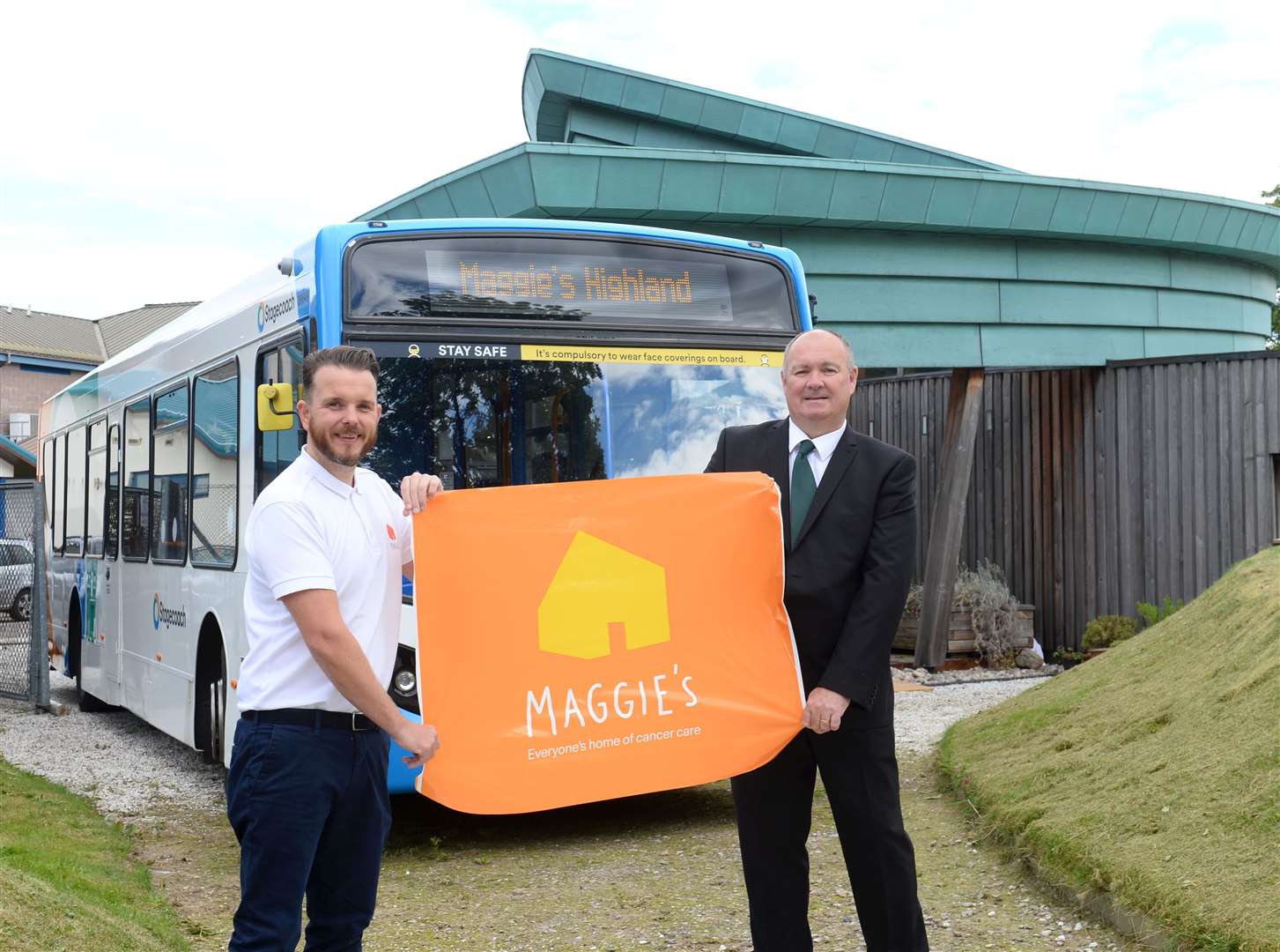 Stagecoach will become Maggieâs Highlands charity of the year..Andrew Benjamin Centre Fundraising Manager Highlands and David Beaton Stagecoach Managing Director..Picture: Gary Anthony..