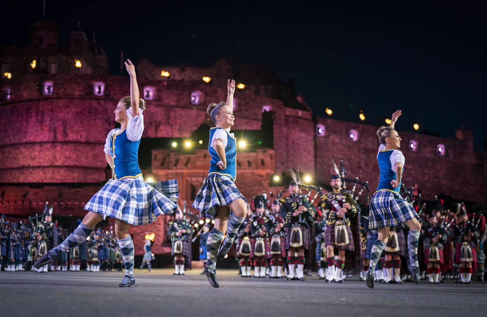 Highland dancers demonstrate their skill (Jane Barlow/PA)