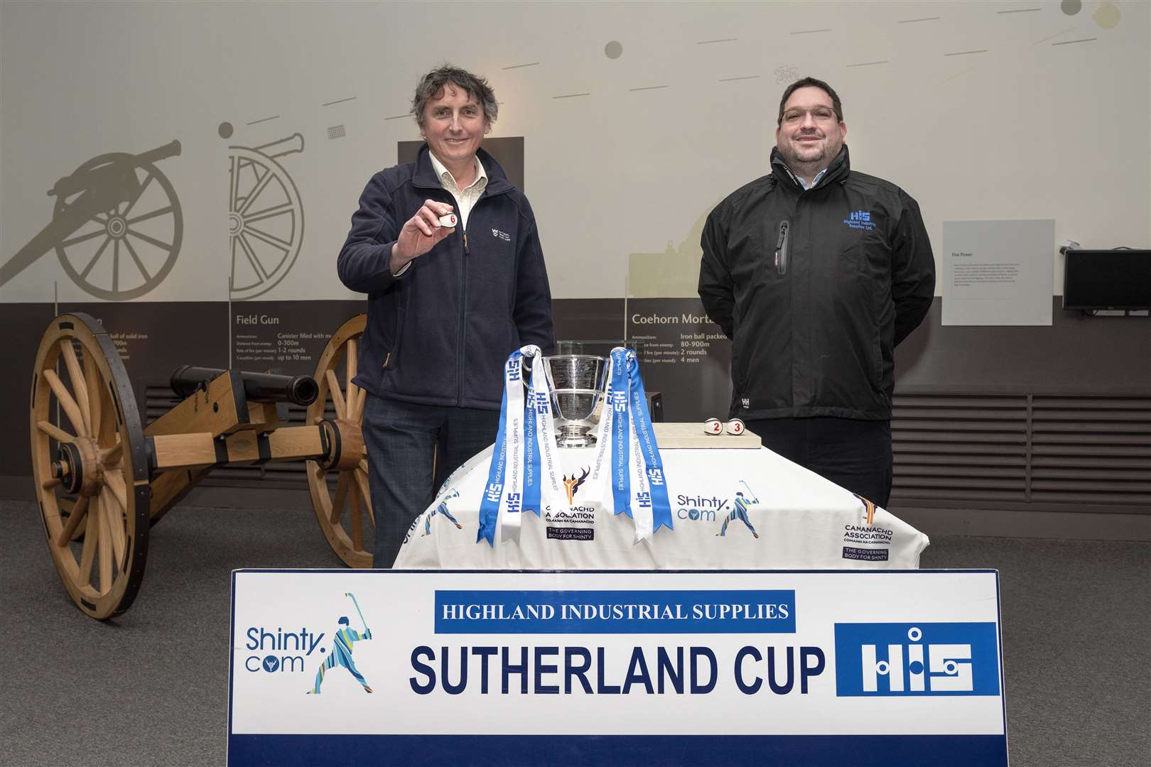 The draw was made at Culloden Battlefield by Highland Industrial Supplies Garry Mackintosh and operations manager at Culloden Raoul Curtis-Machin.