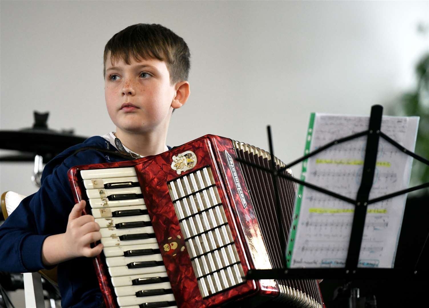 Noah Scobbie on the accordion. Picture: James Mackenzie