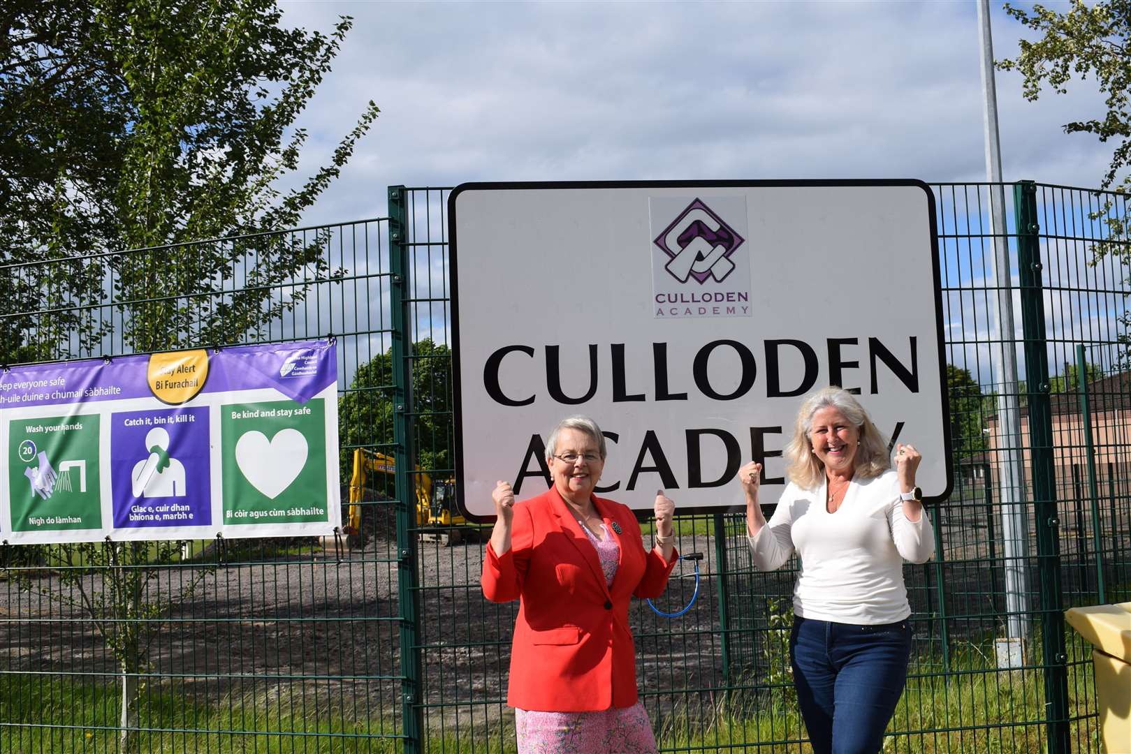 Councillors Trish Robertson and Carolyn Caddick at Culloden Academy.