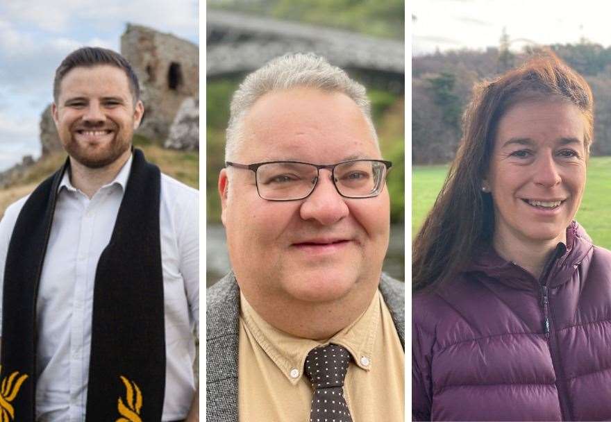 Candidates for the new MP seat for Moray West, Nairn and Strathspey (from left): Neil Alexander (LibDems), Graham Leadbitter (SNP) and Kathleen Robertson (Conservatives).