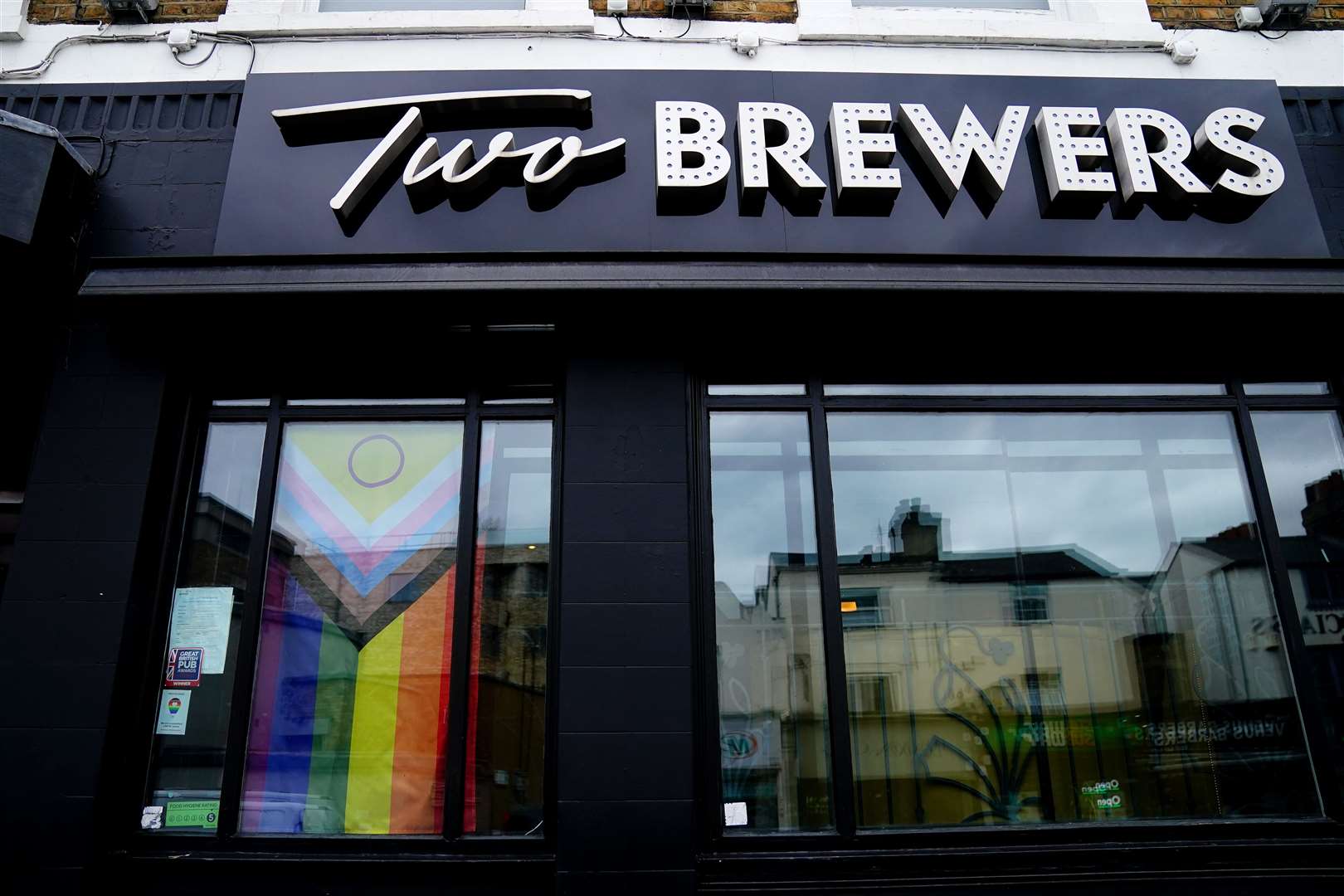 The Two Brewers in Clapham High Street, south London, where two men were stabbed (Victoria Jones/PA)