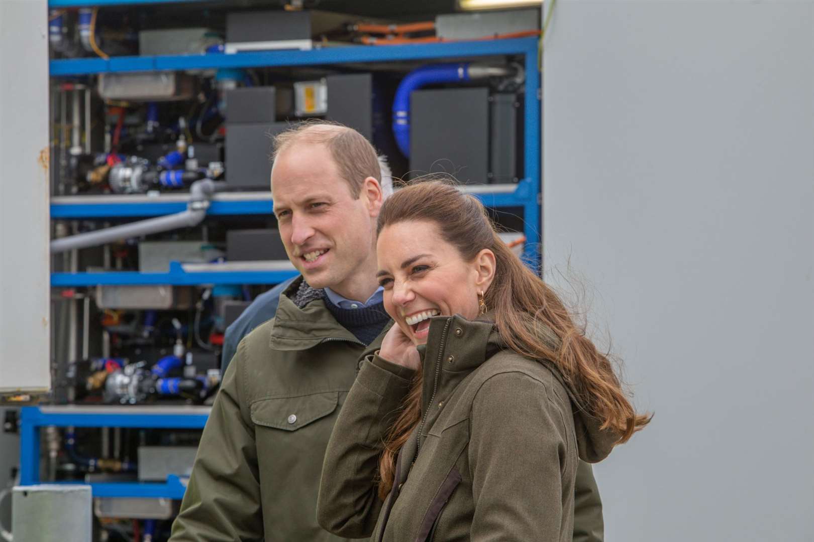 The Duke and Duchess at the EMEC hydrogen fuel cell.