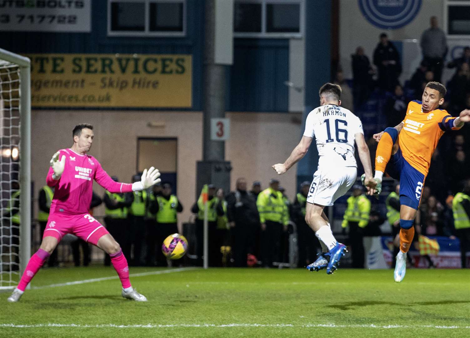 George Harmon missed a glorious chance to open the scoring for Ross County against Rangers. Picture: Ken Macpherson