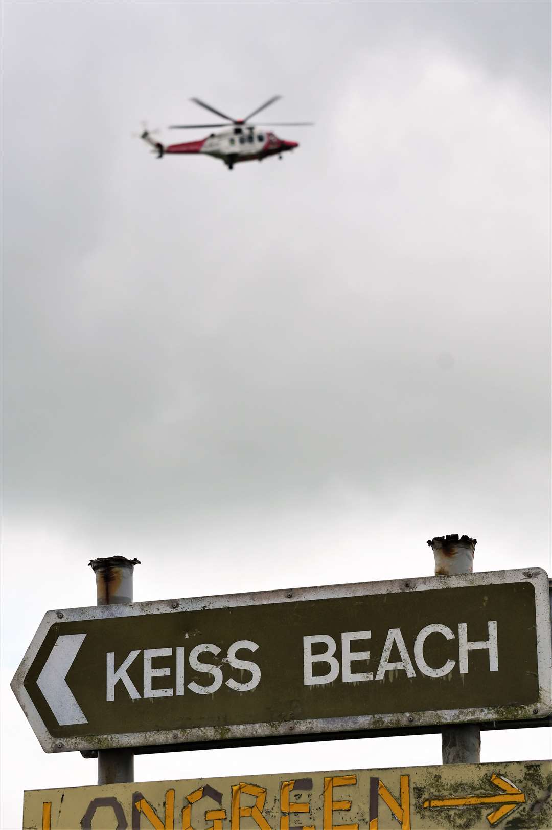The coastguard helicopter was observed circling around the Keiss area and coastline on Sunday afternoon. Picture: DGS