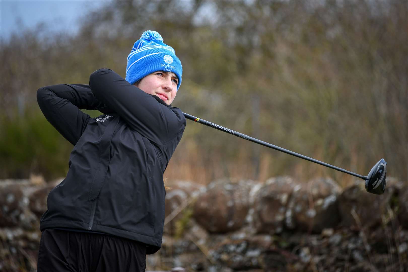 Summer Elliott hits a drive during the 2022 Scottish Girls' Open at Irvine Golf Club on April 6, 2022..