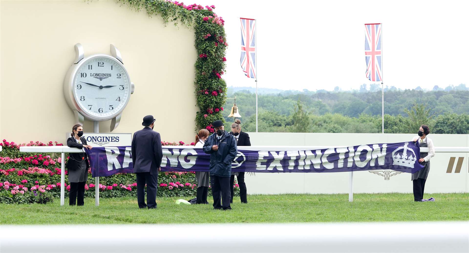 A banner was unveiled intended to be seen by the Queen (Steven Paston/PA)