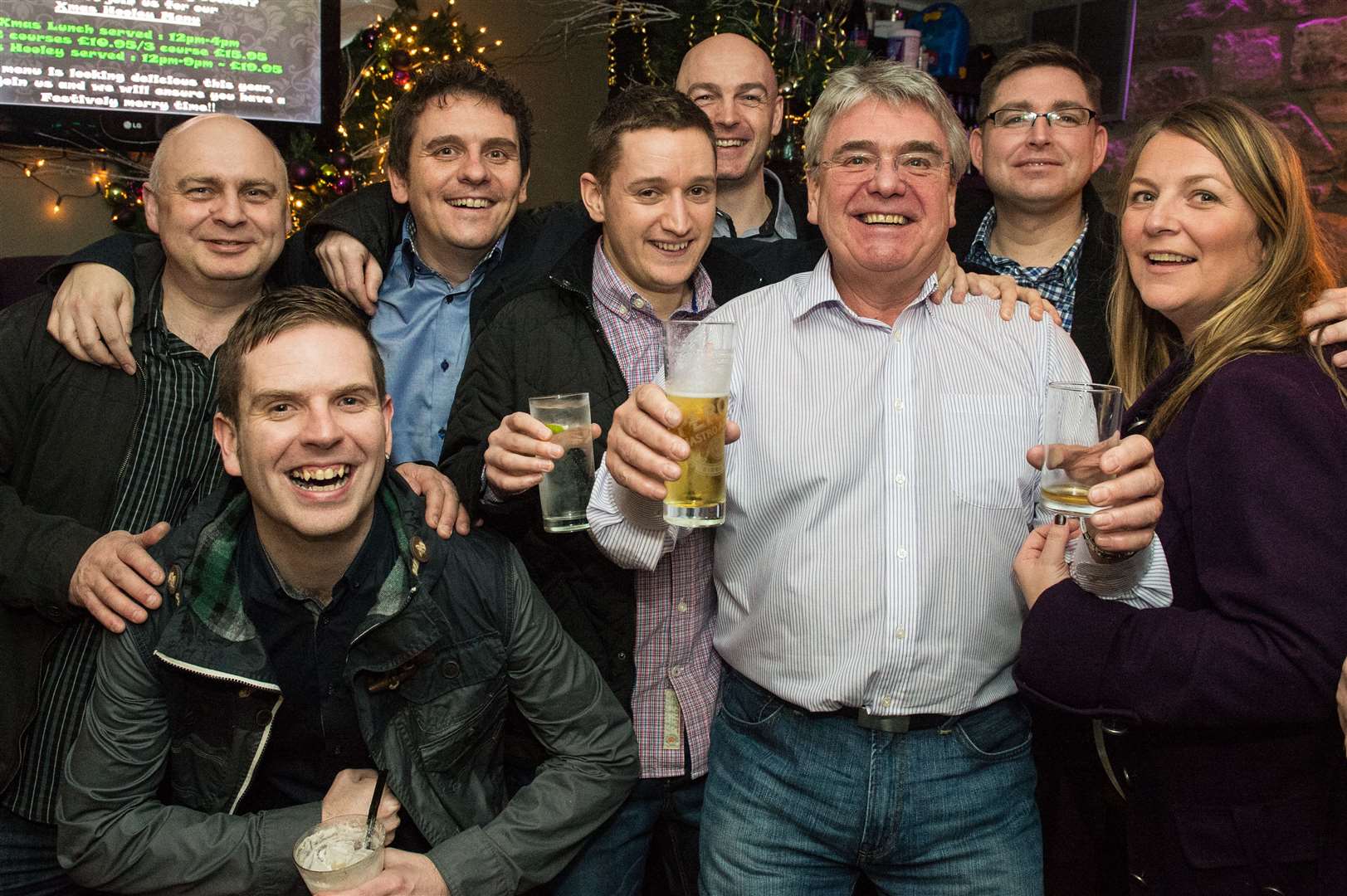 The Highland Office Equipment crew on a Christmas night out in the Den.