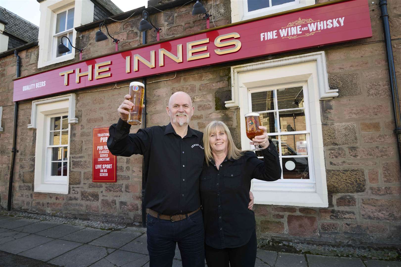 Craig MacLeod and Collette MacPherson outside The Innes Bar in Inverness.