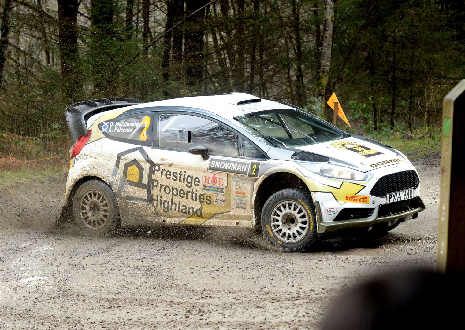 Snowman Rally 2020..Donnie Macdonald and Andrew Falconer, both from Inverness in their Ford Fiesta R5..Picture: James MacKenzie..