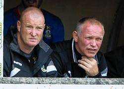 Brian Rice (left) with ICT manager John Hughes watching the team in action against St Mirren last weekend.
