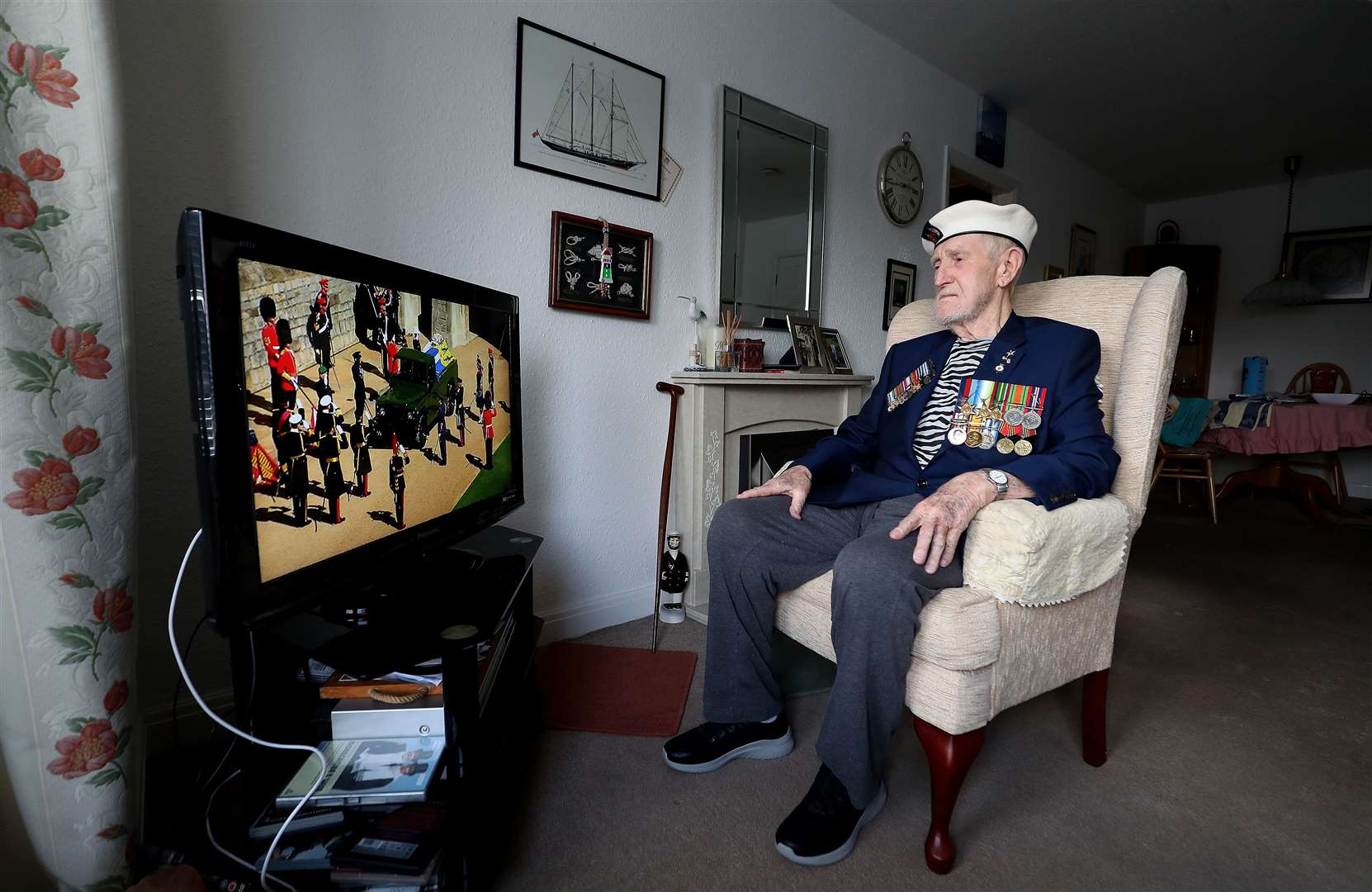 Malcolm Clerc, 94 ans, regarde les funérailles du duc d'Édimbourg (Martin Clerc / PA)