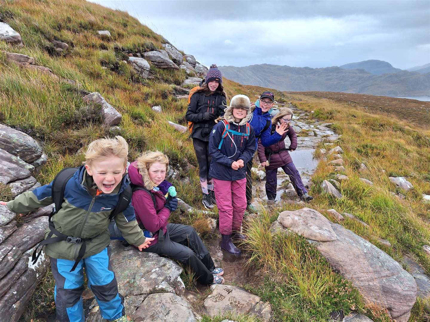The children on the path from Lower Diabaig.