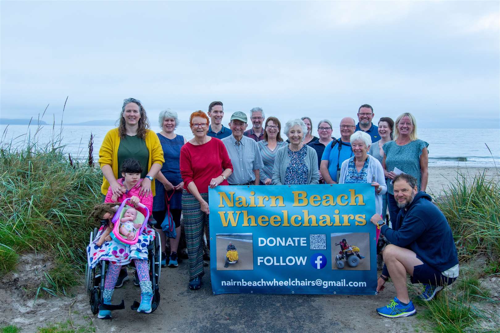 Wild swimmers and Beach Wheelchairs action group members at Nairn beach. Pic: Mary Hemsworth