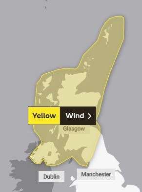 The first warning covers all of Scotland and runs from midday on Saturday until midnight the same day. Picture: Met Office.