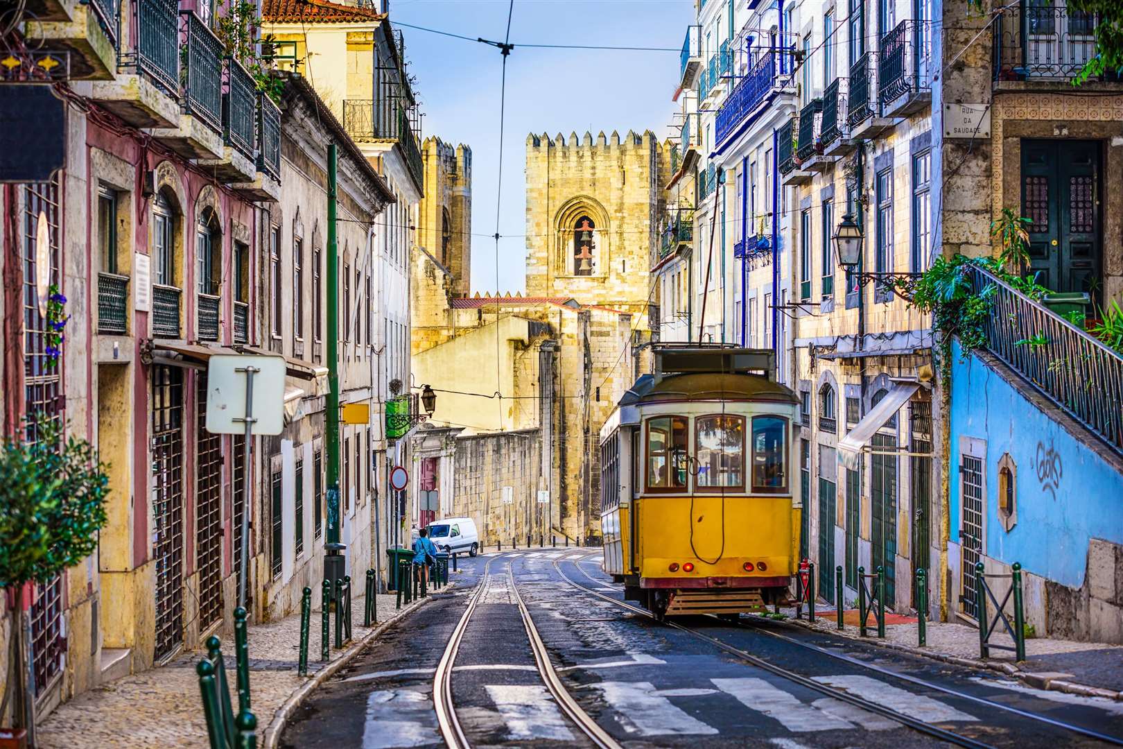 The famous trams of historic city Lisbon. Picture: PA Photo/Alamy.