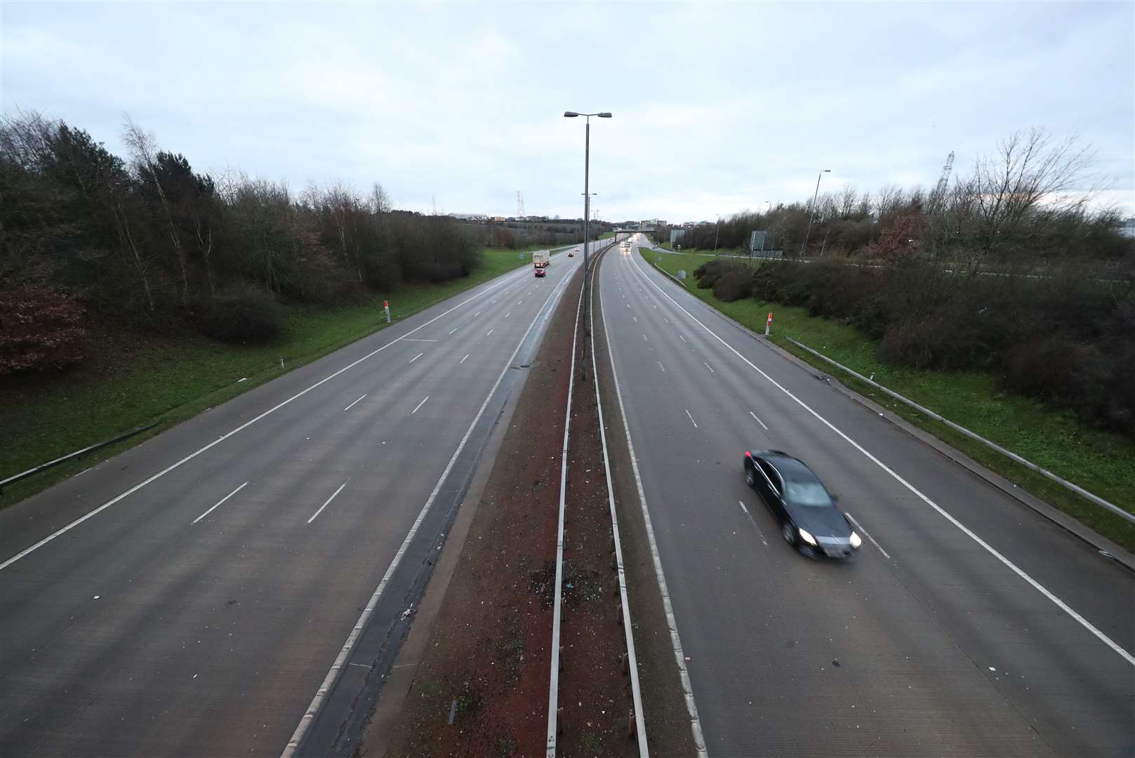 There weren’t many commuters at junction 44 of the M1 motorway near Leeds, West Yorkshire (Danny Lawson/PA)
