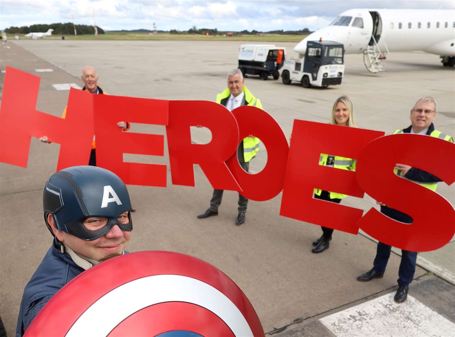 Awards sponsor, Inverness Airport, gets Highland Heroes 2023 off to a flying start with Dan Mason, airport operations manager, Graeme Bell, airport manager, Sarah Charters, airfield projects and safety manager, and Davie Geddes, terminal operations manager. Picture: James Mackenzie