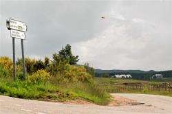 The blimp flies near the location of the proposed Druim Ba wind farm.