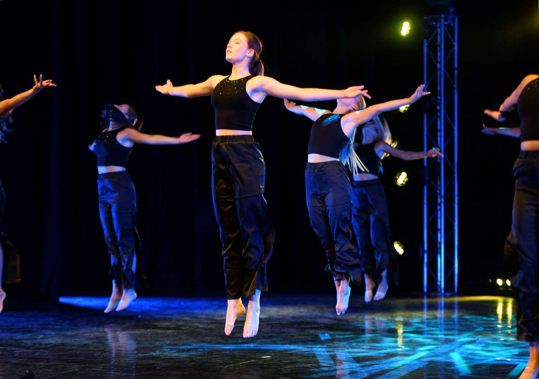 TFX Performing Arts Academy students jumping in unison. Picture: James Mackenzie.