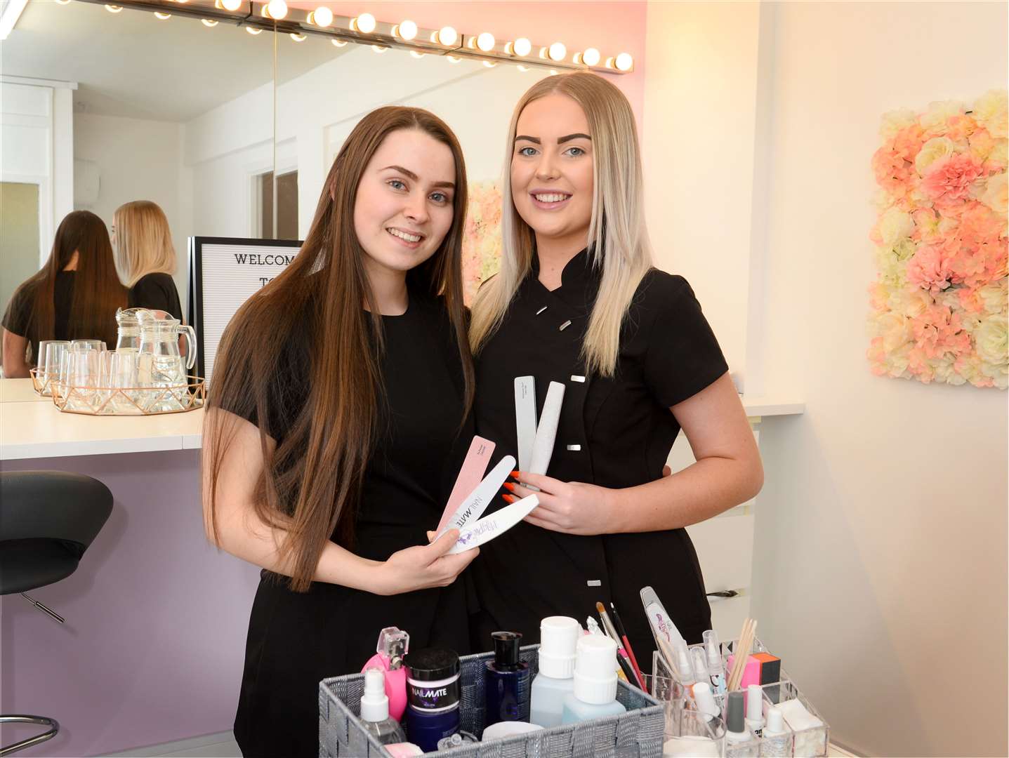 Jenny Urquhart of Too Glam Beauty and Kirsty Reid of House of Beauty in their new salon.