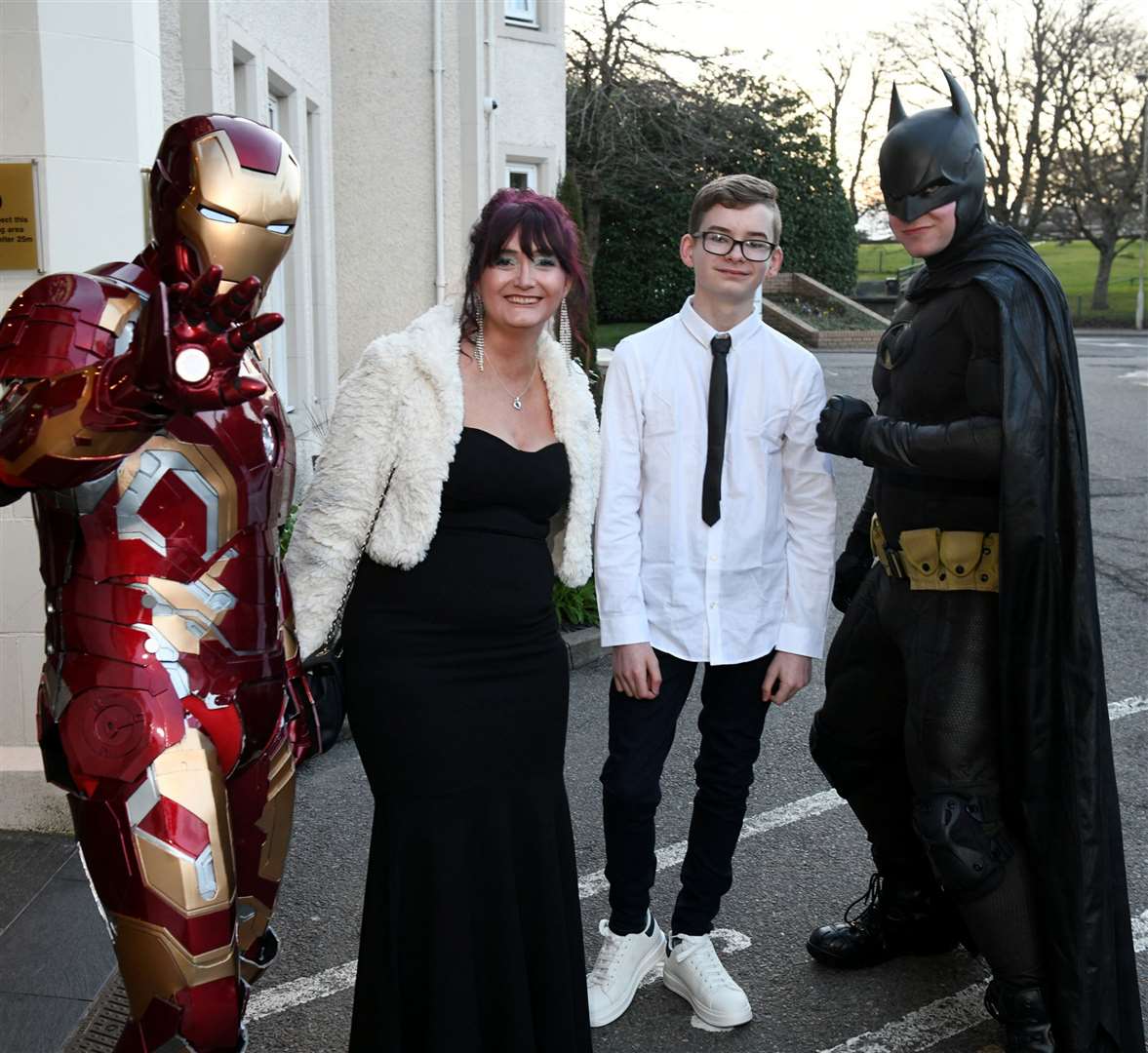 Ironman and Batman were on hand to greet arriving guests. Picture: James Mackenzie