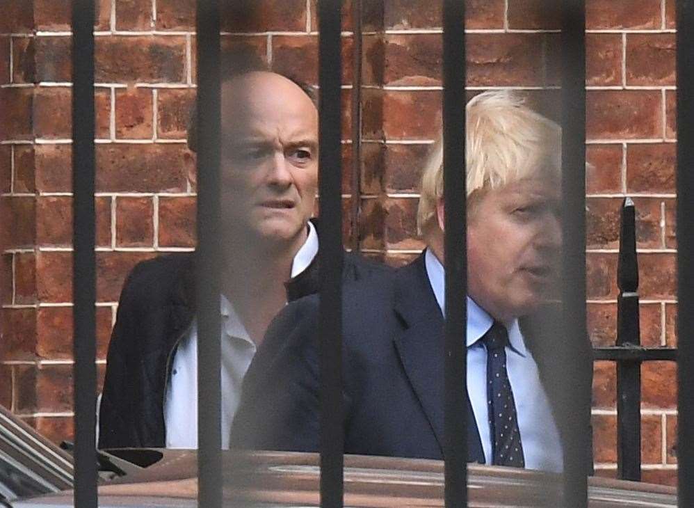 Boris Johnson (right) with Dominic Cummings in 2019 (Victoria Jones/PA)