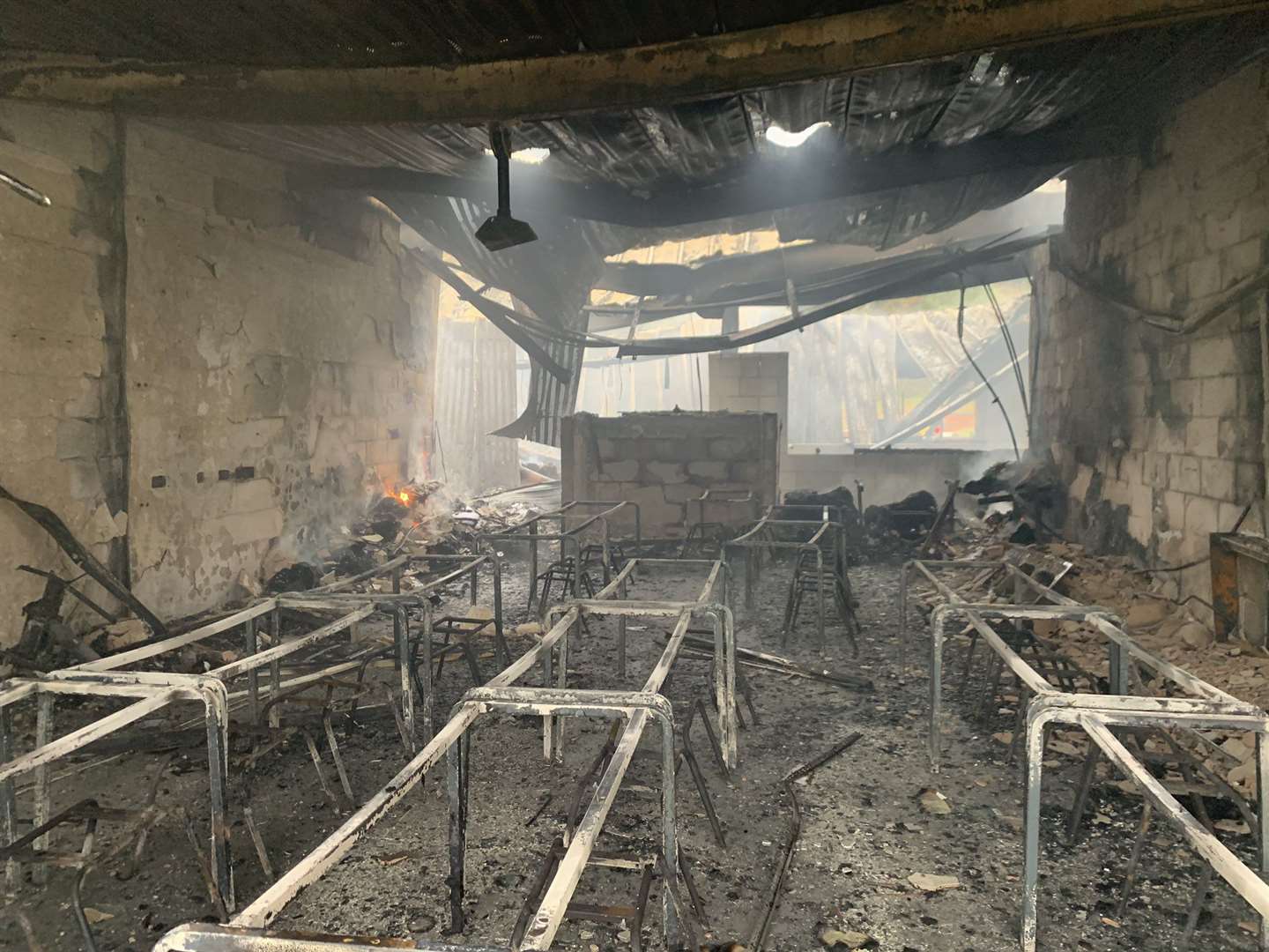 Police have said there is no evidence to suggest a link with a fire at St Mary’s Catholic Voluntary Academy in Darley Abbey on Saturday (Derbyshire Fire and Rescue Service/PA)