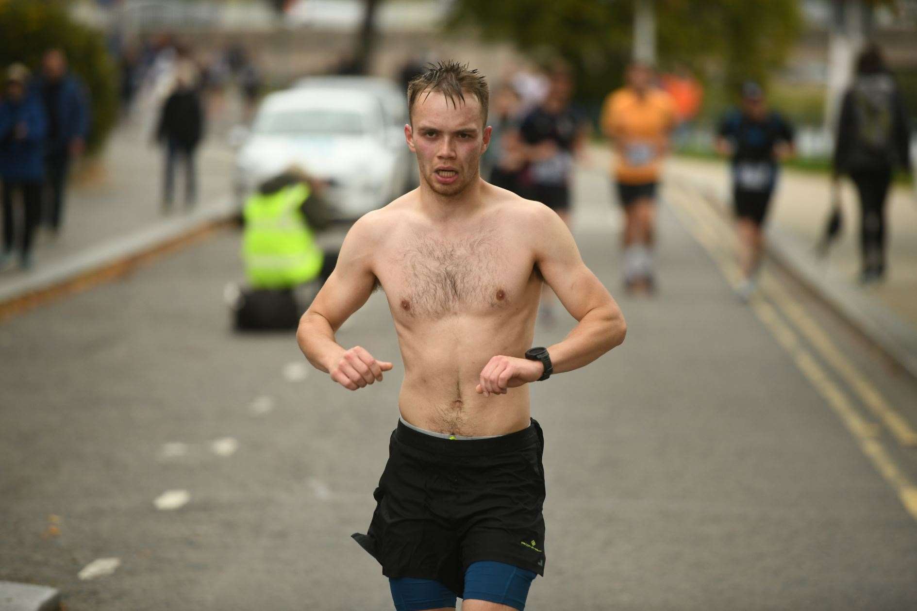 Running topless Picture: James Mackenzie