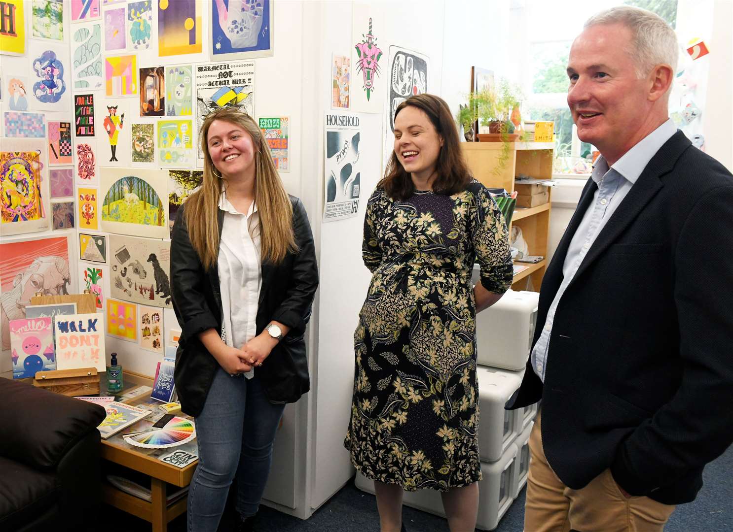 Alice Prentice, Artist, Kate Forbes, Economy Secretary and Mark Logan, Chief Entrepreneur. Picture: James Mackenzie.