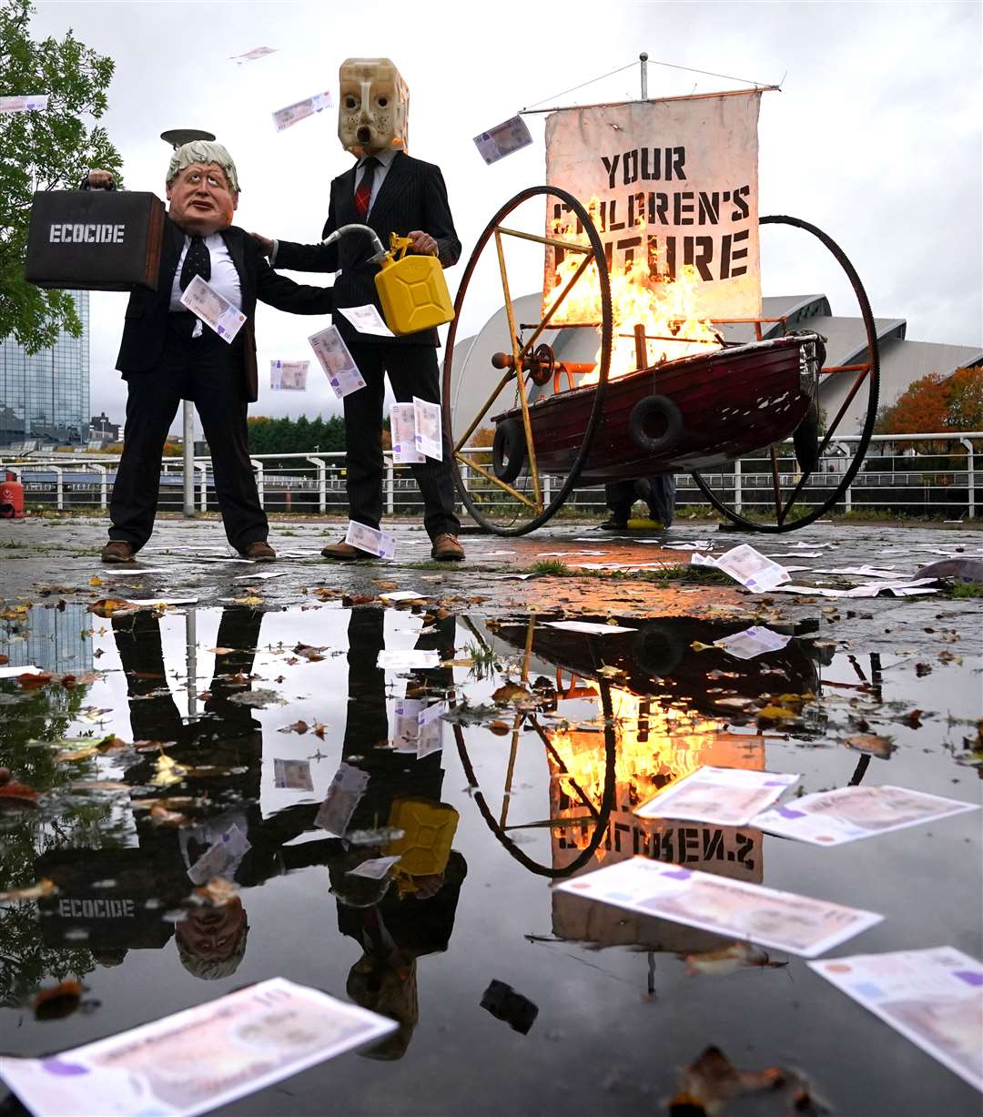 The protest was staged across the river from the Cop26 venue (Andrew Milligan/PA)