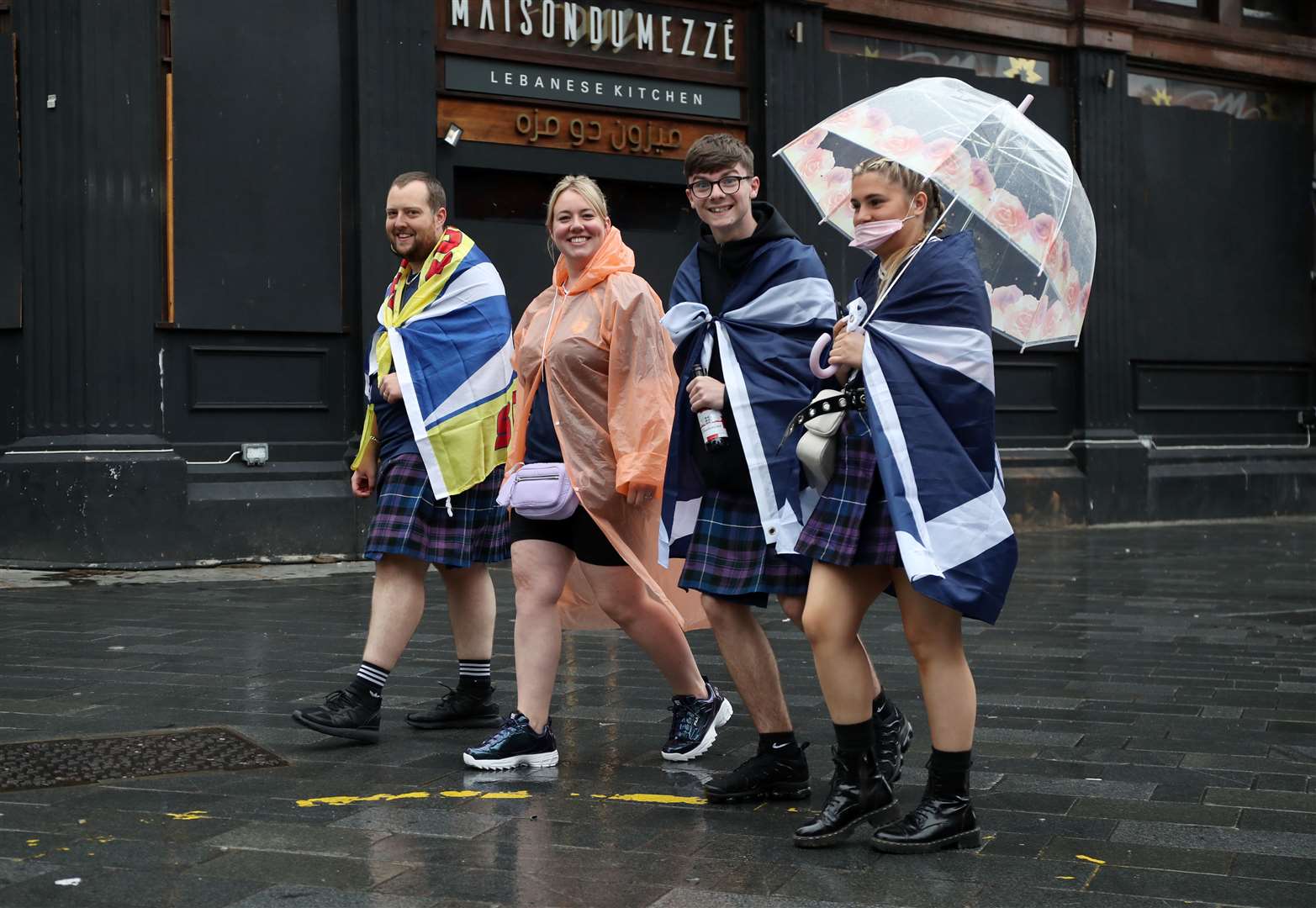 Scotland fans gather in Leicester Square (Kieran Cheeves/PA)