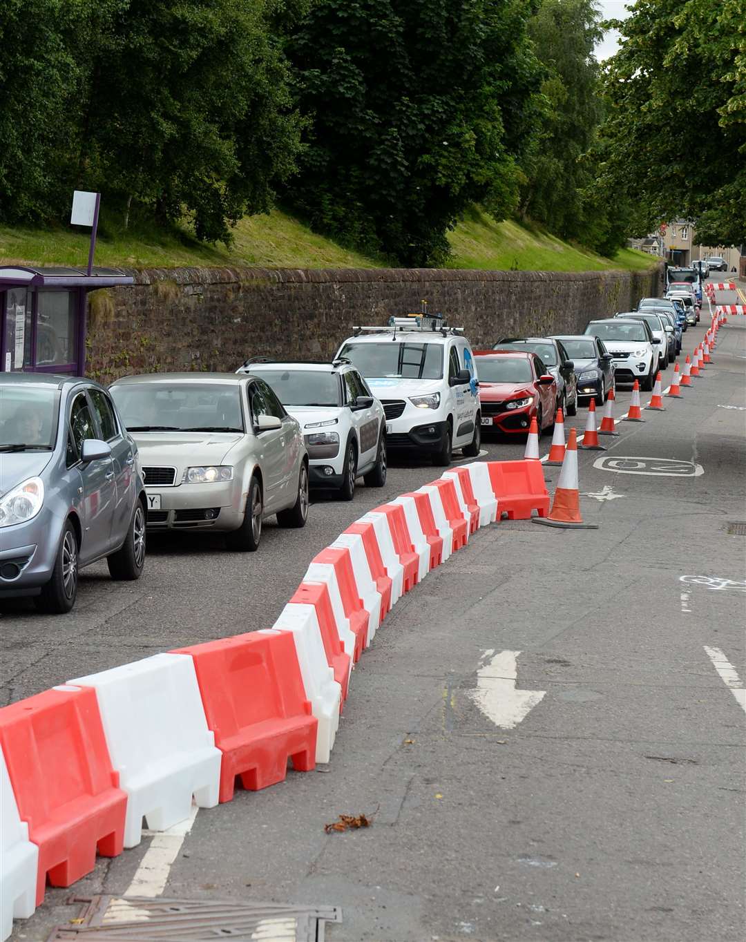 Traffic backs up in the one-way system around Inverness Castle. Picture: Gary Anthony.