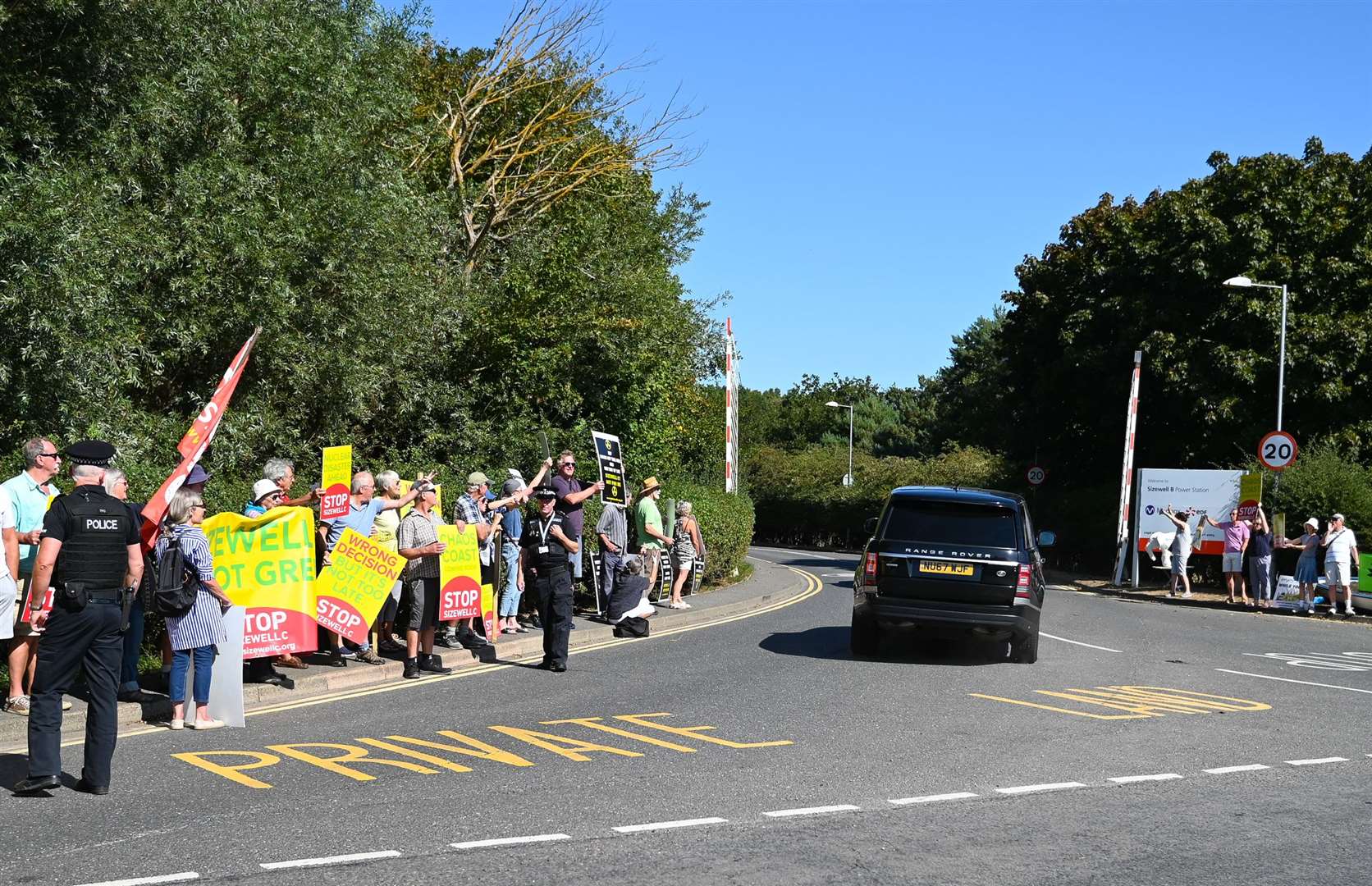 Protesters from the Stop Sizewell C and Together Against Sizewell C campaign groups outside EDF’s Sizewell B nuclear power station in Suffolk (Gregg Brown/ PA)
